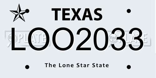 LOO2033 Texas License Plate