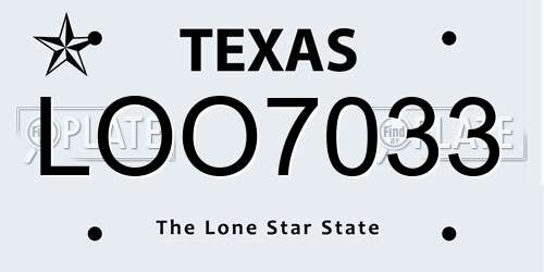 LOO7033 Texas License Plate