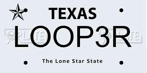 LOOP3R Texas License Plate