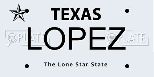 LOPEZ Texas License Plate