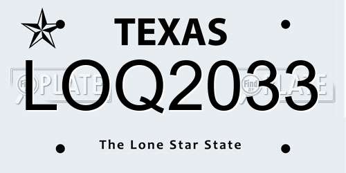 LOQ2033 Texas License Plate