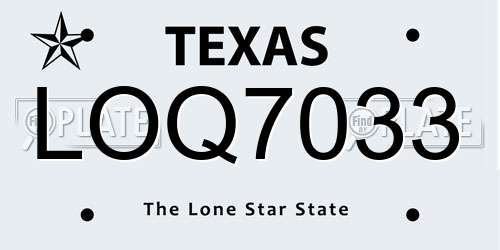 LOQ7033 Texas License Plate