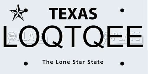 LOQTQEE Texas License Plate