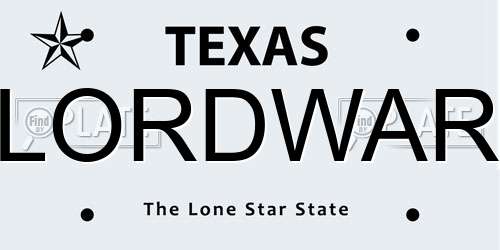 LORDWAR Texas License Plate