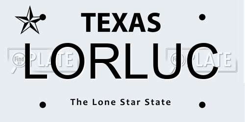 LORLUC Texas License Plate