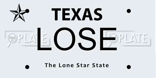 LOSE Texas License Plate