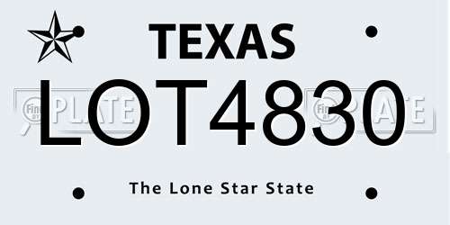 LOT4830 Texas License Plate
