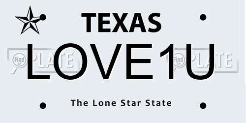 LOVE1U Texas License Plate