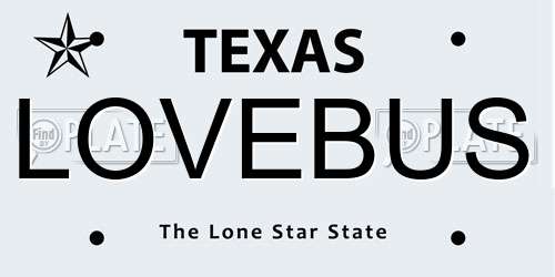 LOVEBUS Texas License Plate
