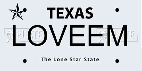 LOVEEM Texas License Plate