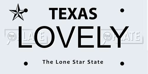 LOVELY Texas License Plate