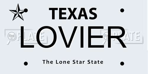 LOVIER Texas License Plate