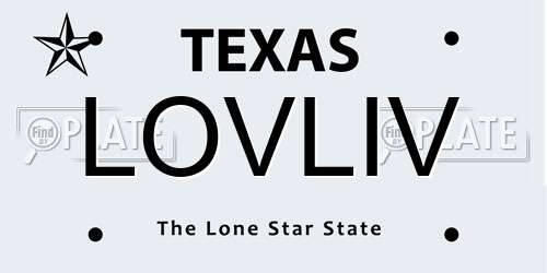 LOVLIV Texas License Plate