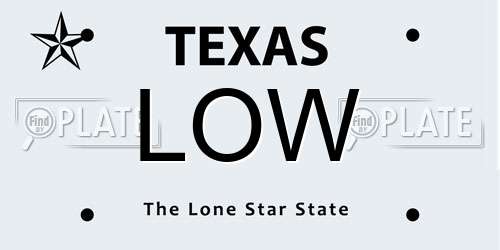 LOW Texas License Plate