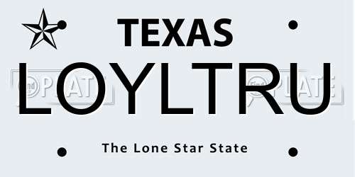 LOYLTRU Texas License Plate