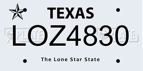 LOZ4830 Texas License Plate