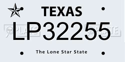 LP32255 Texas License Plate