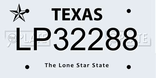 LP32288 Texas License Plate