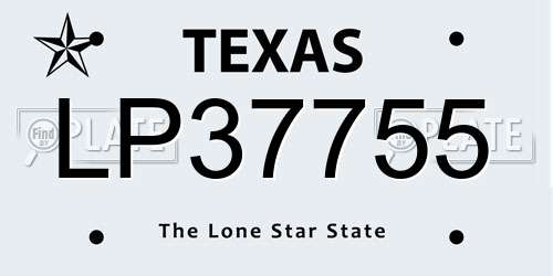 LP37755 Texas License Plate