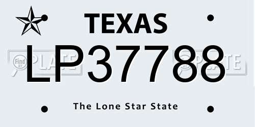 LP37788 Texas License Plate