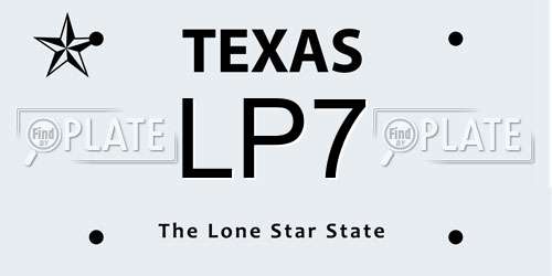 LP7 Texas License Plate