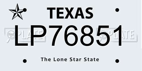 LP76851 Texas License Plate