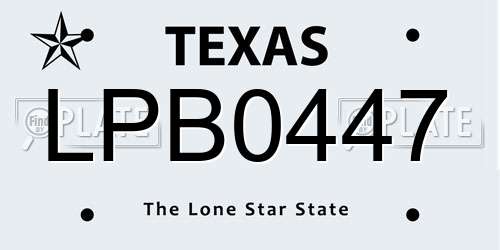 LPB0447 Texas License Plate