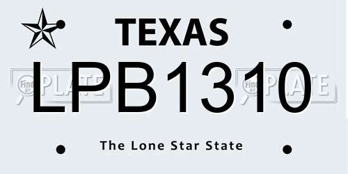 LPB1310 Texas License Plate