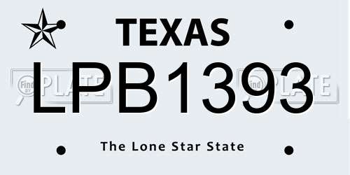 LPB1393 Texas License Plate