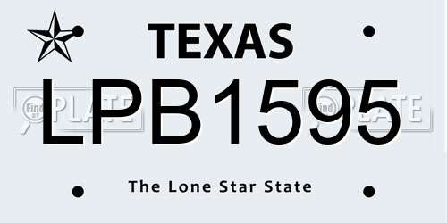 LPB1595 Texas License Plate