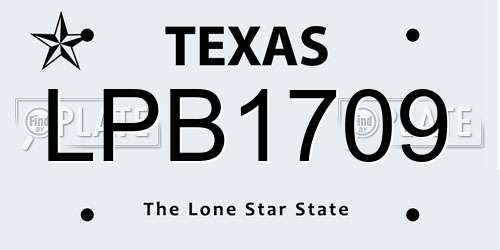 LPB1709 Texas License Plate