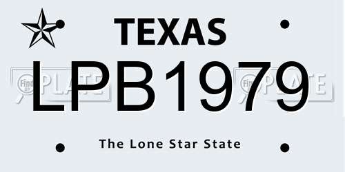 LPB1979 Texas License Plate
