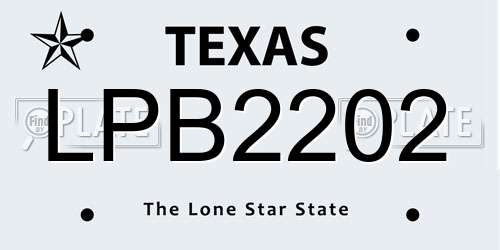 LPB2202 Texas License Plate
