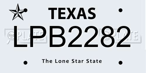 LPB2282 Texas License Plate