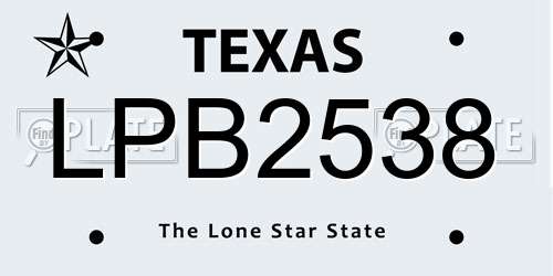 LPB2538 Texas License Plate