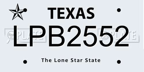 LPB2552 Texas License Plate
