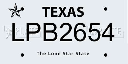 LPB2654 Texas License Plate