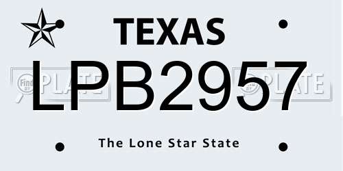 LPB2957 Texas License Plate