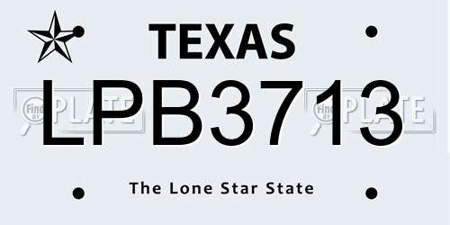 LPB3713 Texas License Plate