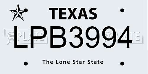 LPB3994 Texas License Plate