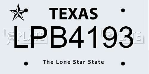 LPB4193 Texas License Plate