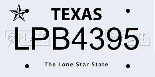 LPB4395 Texas License Plate