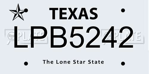 LPB5242 Texas License Plate