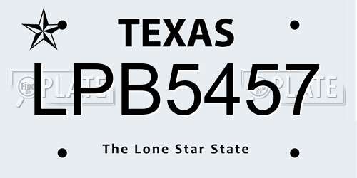 LPB5457 Texas License Plate
