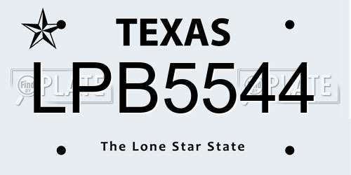 LPB5544 Texas License Plate