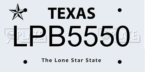 LPB5550 Texas License Plate