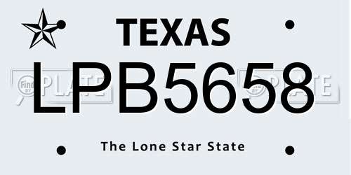 LPB5658 Texas License Plate