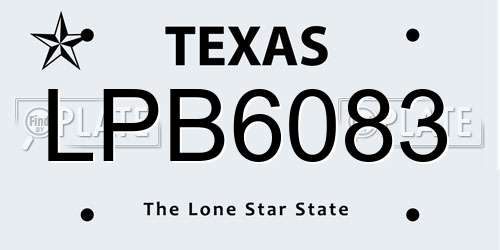LPB6083 Texas License Plate