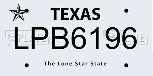 LPB6196 Texas License Plate