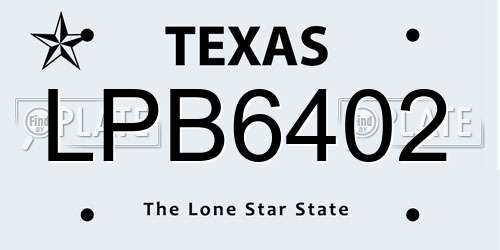 LPB6402 Texas License Plate